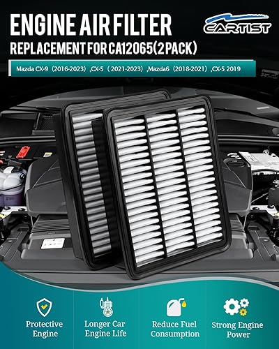 Miniatura 2 de Cartist PY8W133A0 Filtro de aire de repuesto para motor compatible con Mazda CX-9 2016-2023, CX-5 2023-2021, 6 2021-2018, CX-5 2019 Filtros de aire