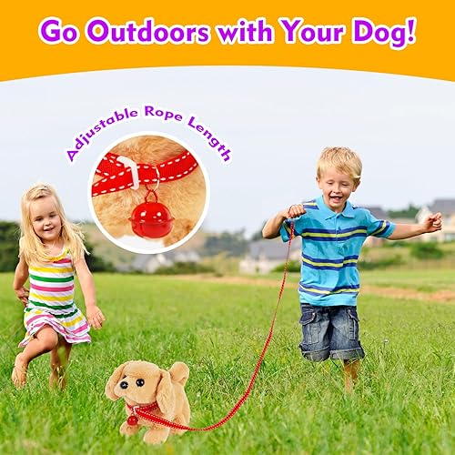 Miniatura 4 de Kocacli Juguete interactivo de peluche para cachorros Golden Retriever, juguete electrónico interactivo para cachorros, caminar, ladrar, mover la