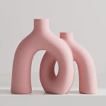 Hug Donut Decorative Vase Set - Sage Green Modern Nordic Boho Style Vases Home Decor,Matte Ceramic Decorations for Living Room Shelf, Bookshelf Mantle Entryway Table or Console Décor(Green)