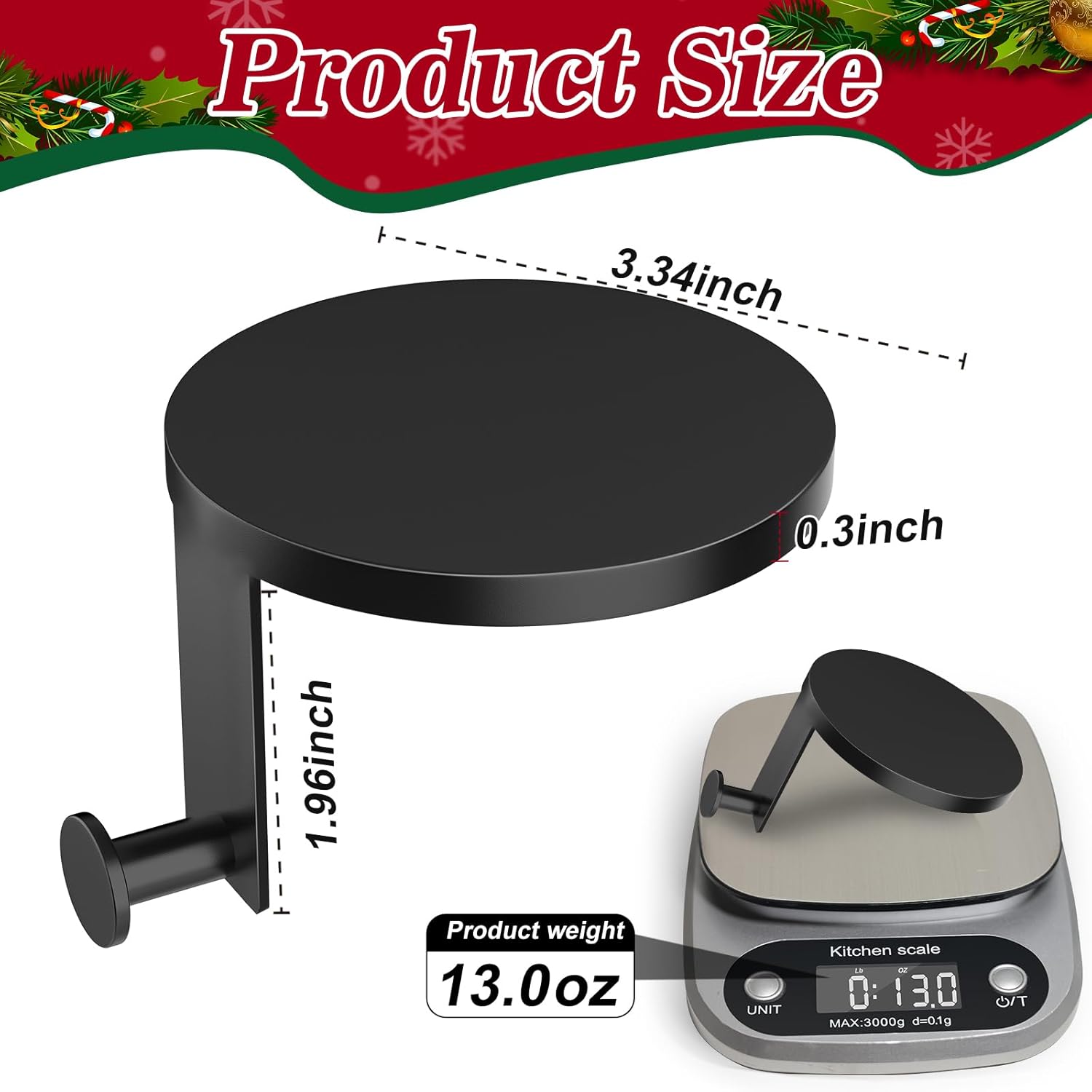 5 Pack Round Christmas Stocking Holders Metal Mantel Stockings Hangers Fireplace Shelf Garland Mantle Grips Set for Xmas Party Decoration (Black, 5)