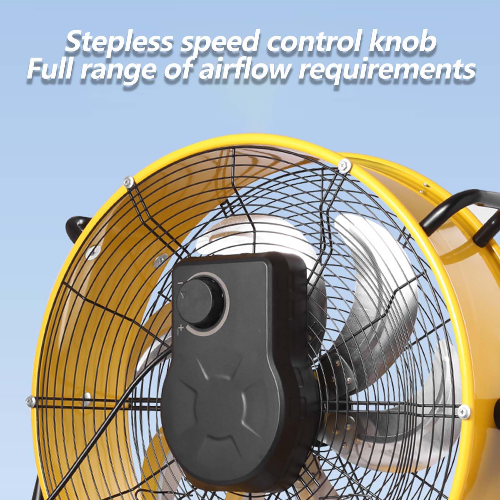 Ventilador de suelo industrial, alta velocidad, 3 velocidades, metal resistente con inclinación ajustable de 180° para garaje, almacén y patios