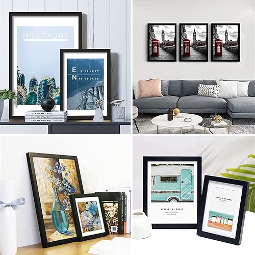 Miniatura 2 de Decort Juego de 4 portarretratos de 8 x 10 pulgadas hechos de madera maciza de vidrio templado, para galería de fotos, hechos para exhibir fotos,