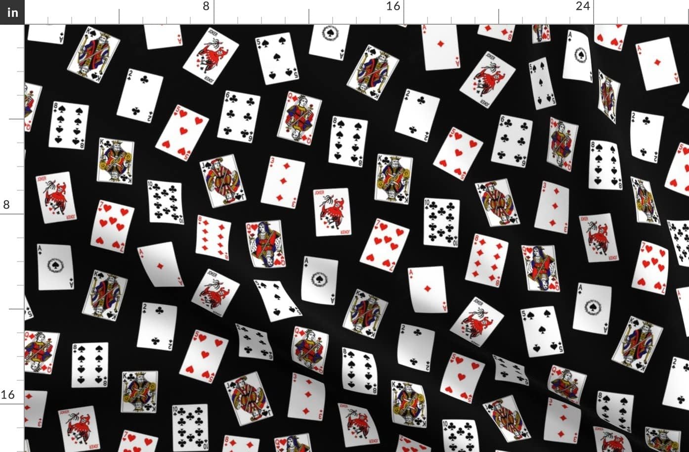Spoonflower Fabric - Scattered Playing Cards Black Deck Gambling Casino Masculine Game Room Printed on Organic Cotton Sateen Fabric by The Yard - Sewing Quilting Apparel Home Decor