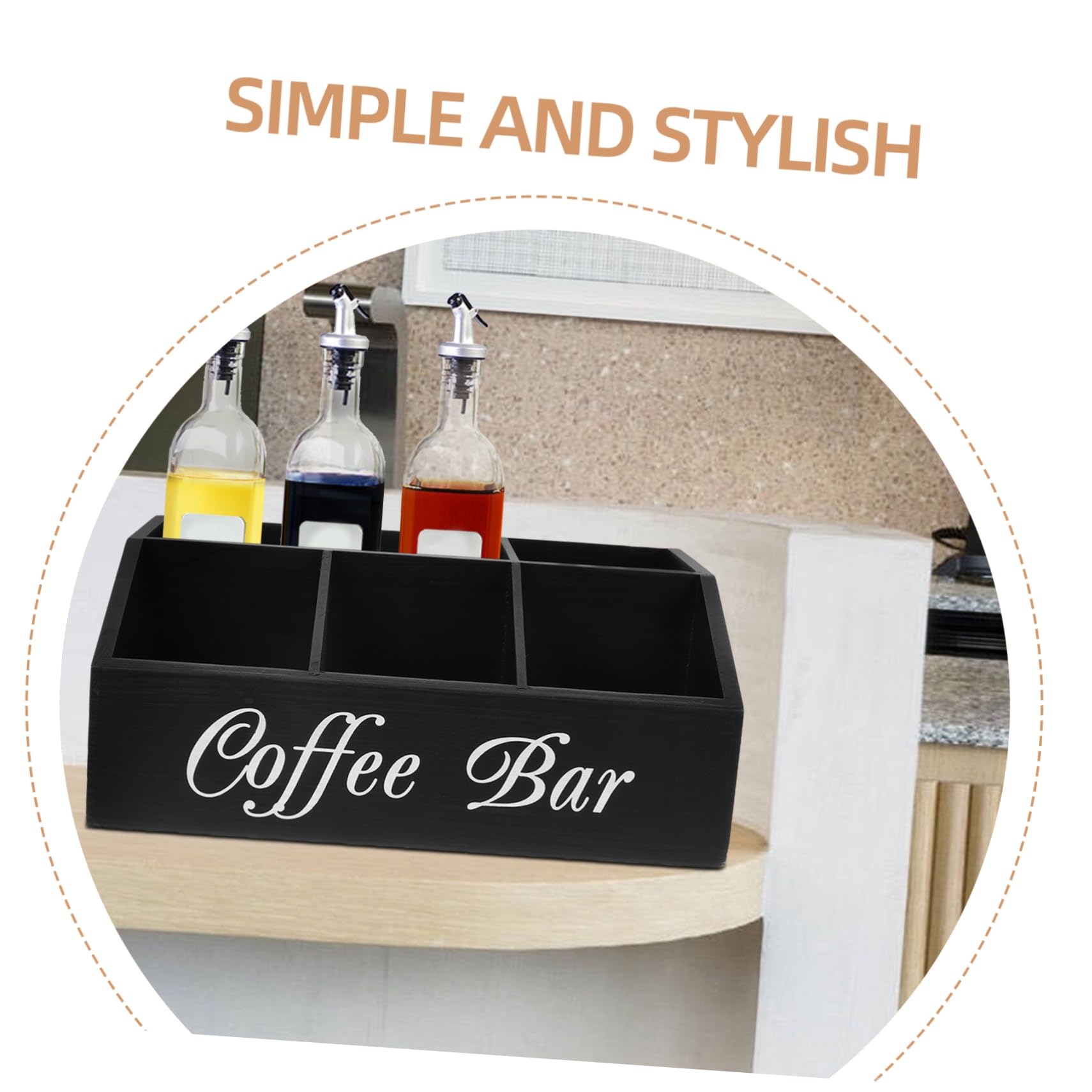 Kaffee-organizer-station Aus Holz Für Kaffee Und Tee Zubehör Aufbewahrungsbox Mit Strohhalme Und Taschentuchbox Multifunktional