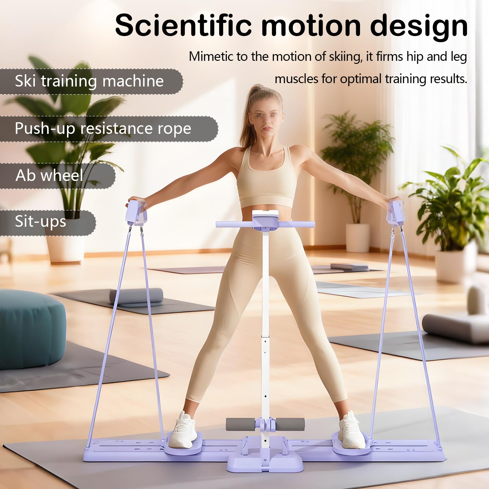Tavola Reformer Per Pilates, 6 In 1 Ski Machine Per Allenamento Pavimento Pelvico Multifunzionale Tavola Scorrimento Pilates Con Fasce Resistenza Supporto Per Cellulare Trainer Addominale