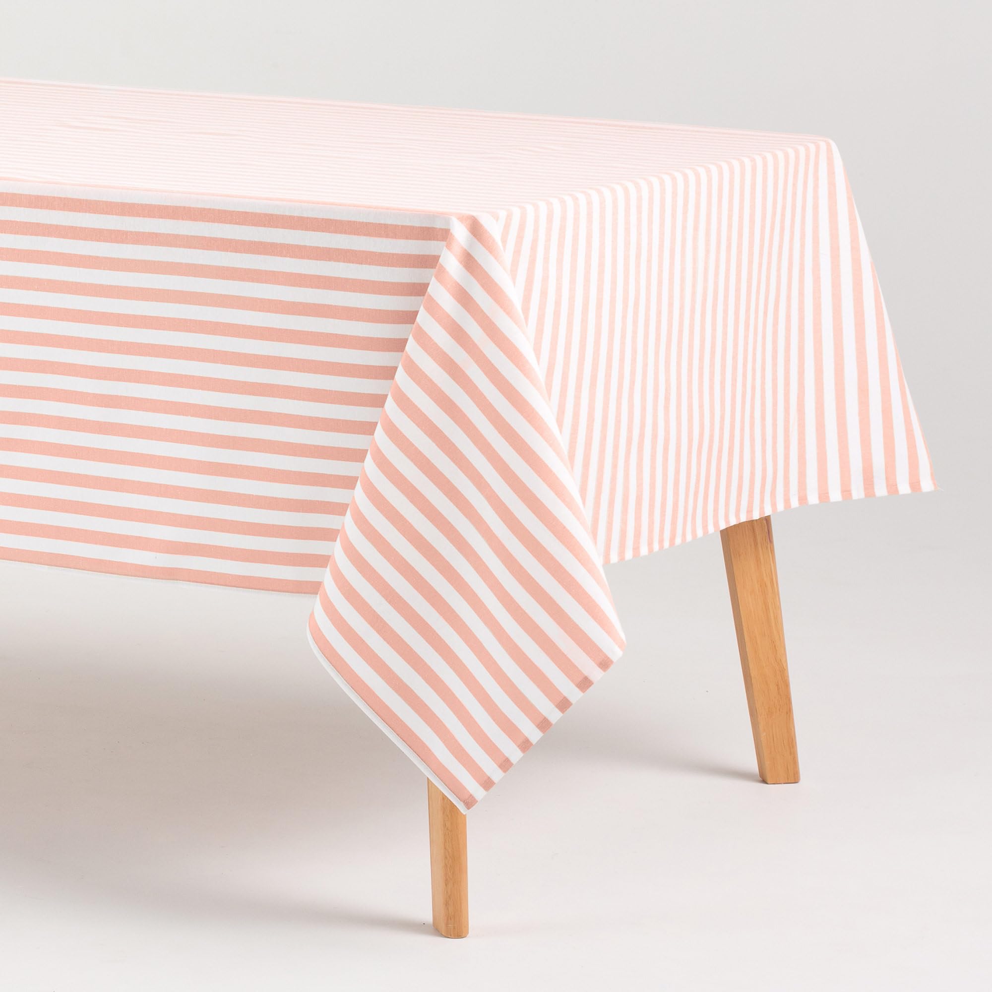 Gamusi Salmon Stain Resistant Rectangular Tablecloth Cotton Fabric Waterproof Stripes, 140 X 100 Cm