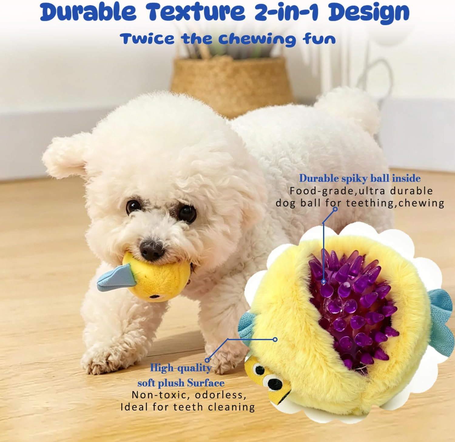 Squeaky Plush Ball Dog Toys for Small Dogs, Mini Breed, 2'' Soft Fuzz Ball image 4