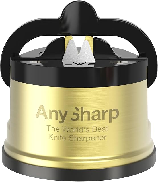AnySharp Pro Metal Knife Sharpener with Suction, Brass