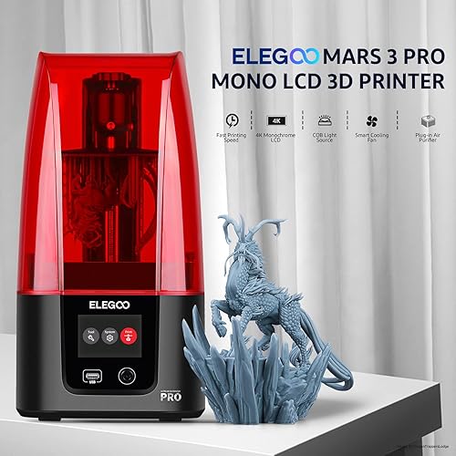 Miniatura 2 de ELEGOO Impresora 3D de resina, impresora 3D Mars 3 Pro MSLA con pantalla LCD monocromática Ultra 4K de 6.6 pulgadas, tamaño de impresión de 143.43 ×
