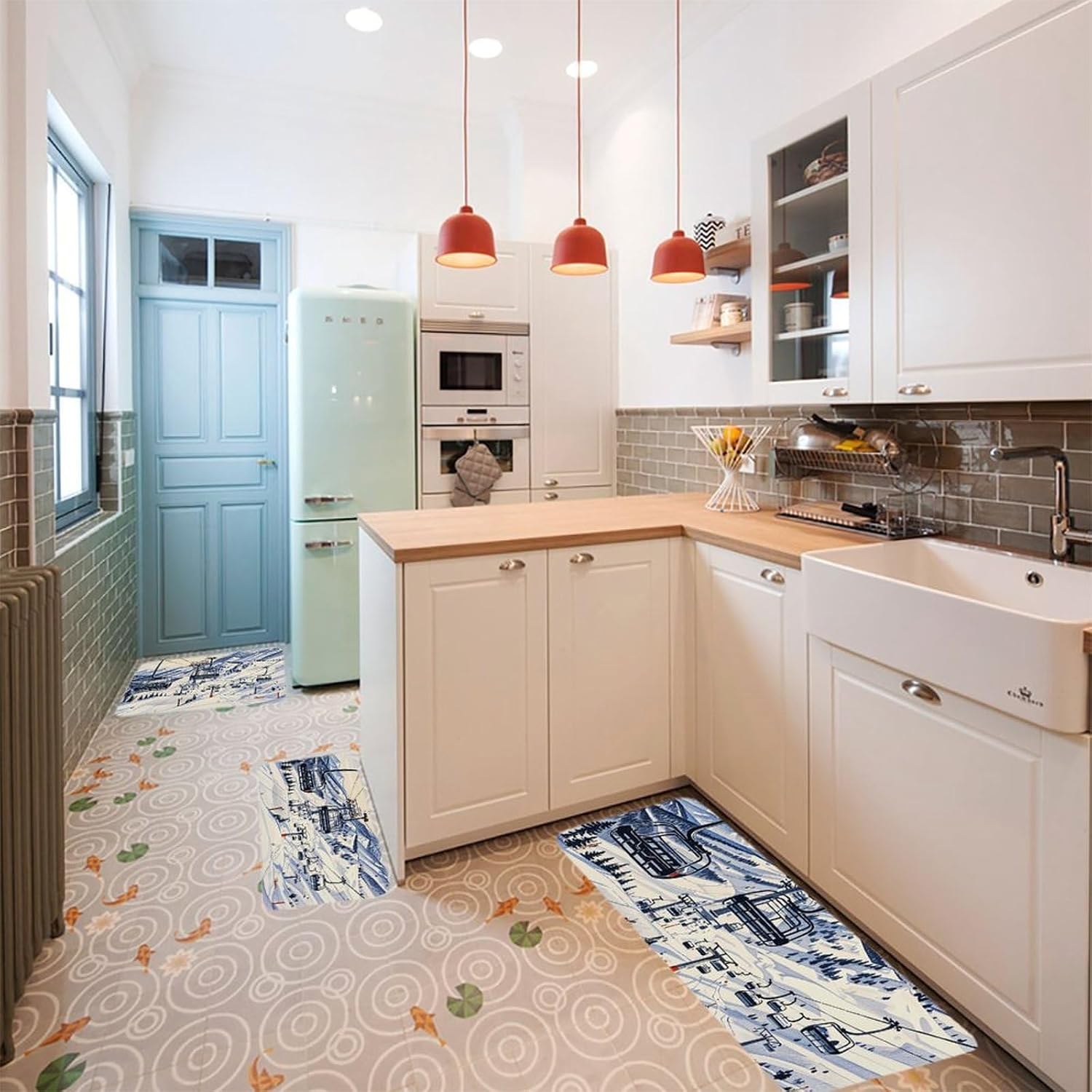 Mount Horsney Ski Lift Kitchen Mats for Floor 3 Pcs Kitchen Rugs