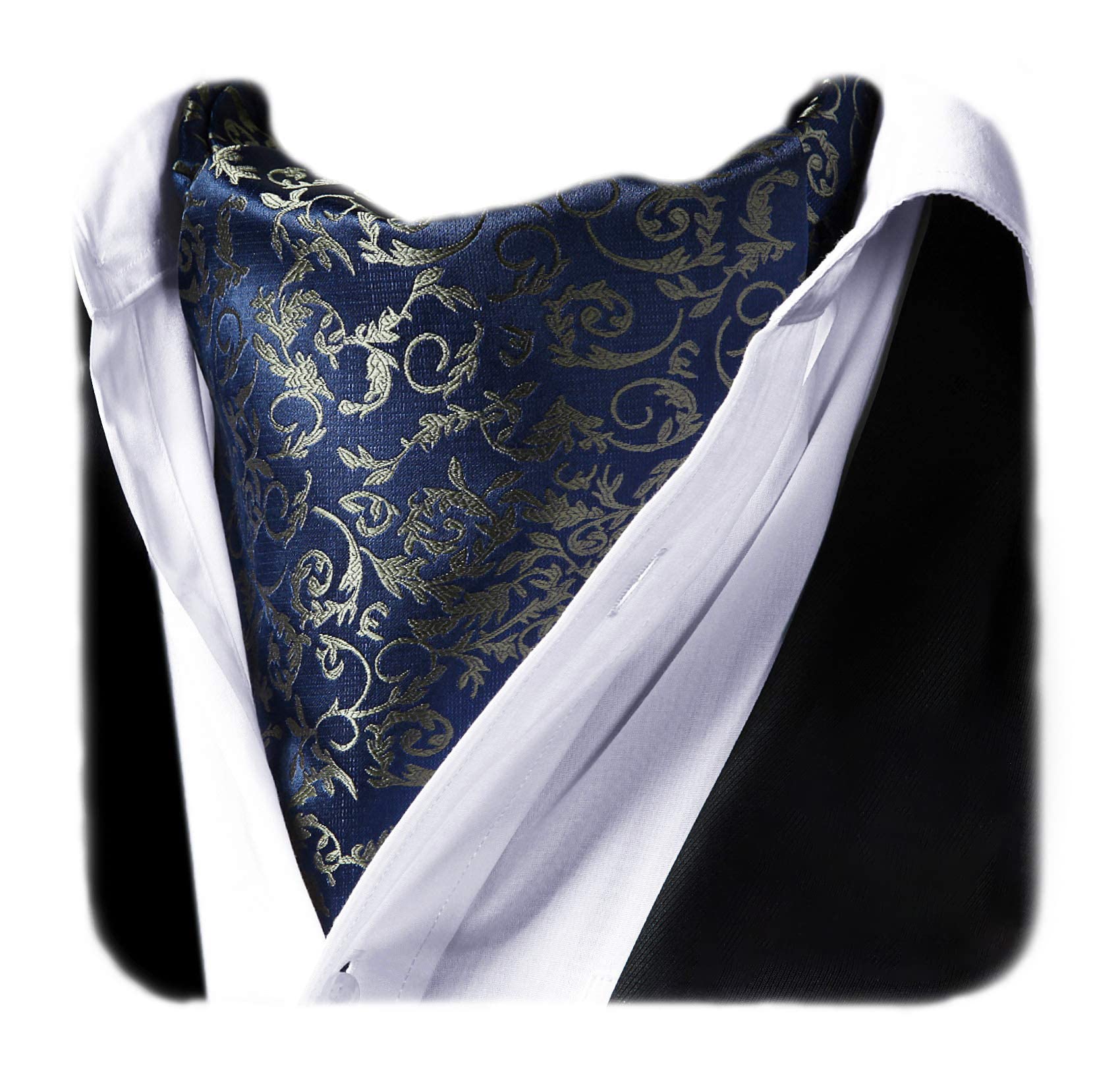 hisdern Men's Floral Jacquard Woven Self Cravat Tie Ascot-picture-37