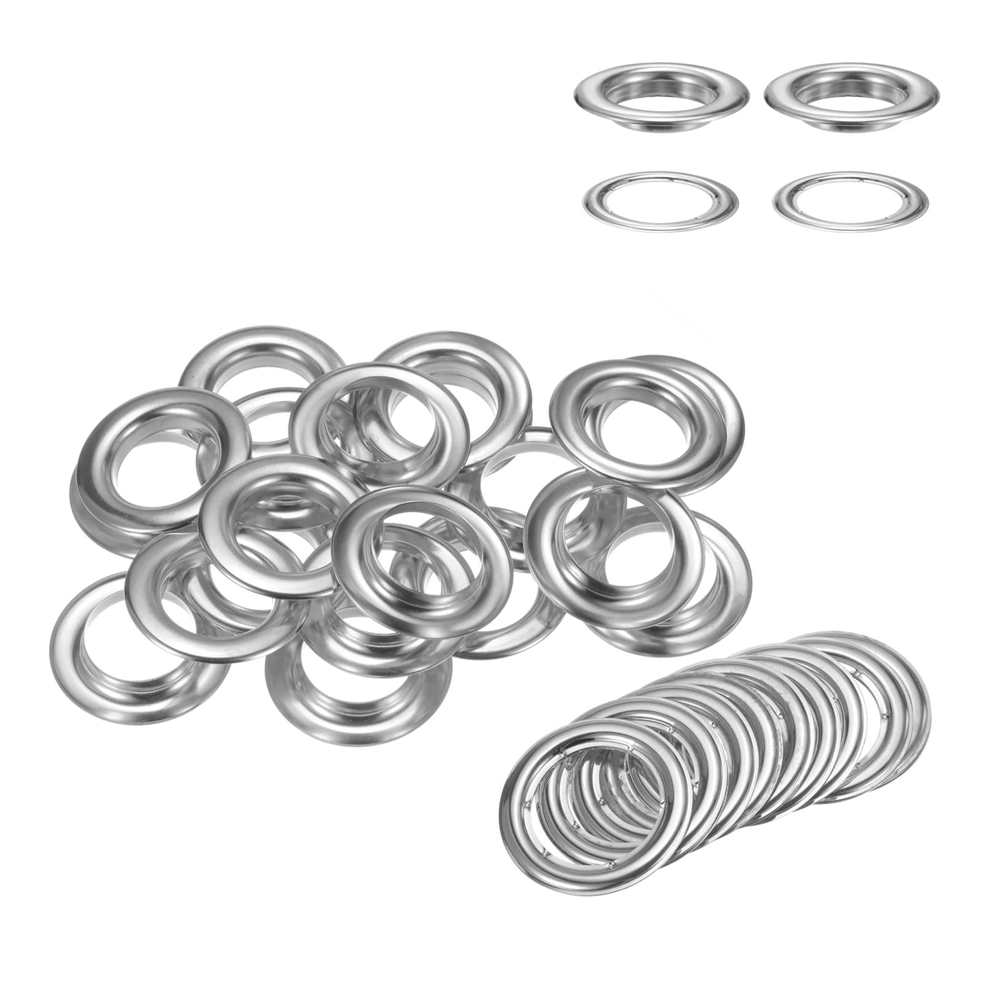 Weddecor Silver 30Mm Brass Eyelets Grommets With Washers For Leathercrafts, Vinyl Banners & Canvas Holding, Curtains Leather Tarpaulin Arts & Craft, Diy Projects, 10Pcs