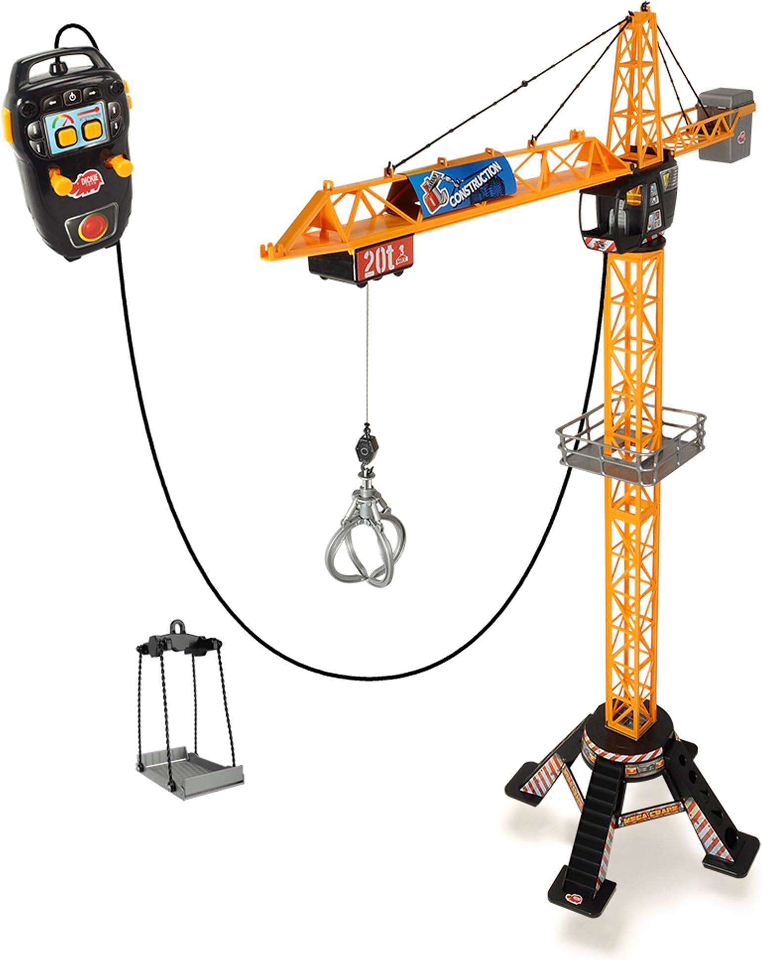 Dickie Toys Mighty Construction Crane With Remote Control, 48" Inches And 350 Degree Rotation Trolley, For Ages 3 And Up - Multicolor
