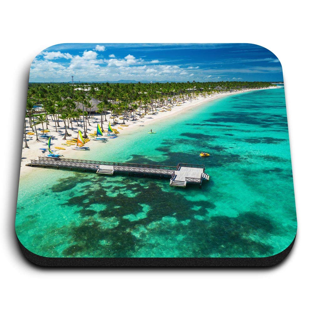 1 x Square MDF Fridge Magnet - Punta Cana Dominican Republic Beach 16248