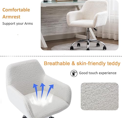 Miniatura 5 de Silla moderna de piel sintética para oficina en casa, silla de tocador de maquillaje elegante tapizada para adolescentes y niñas, silla de