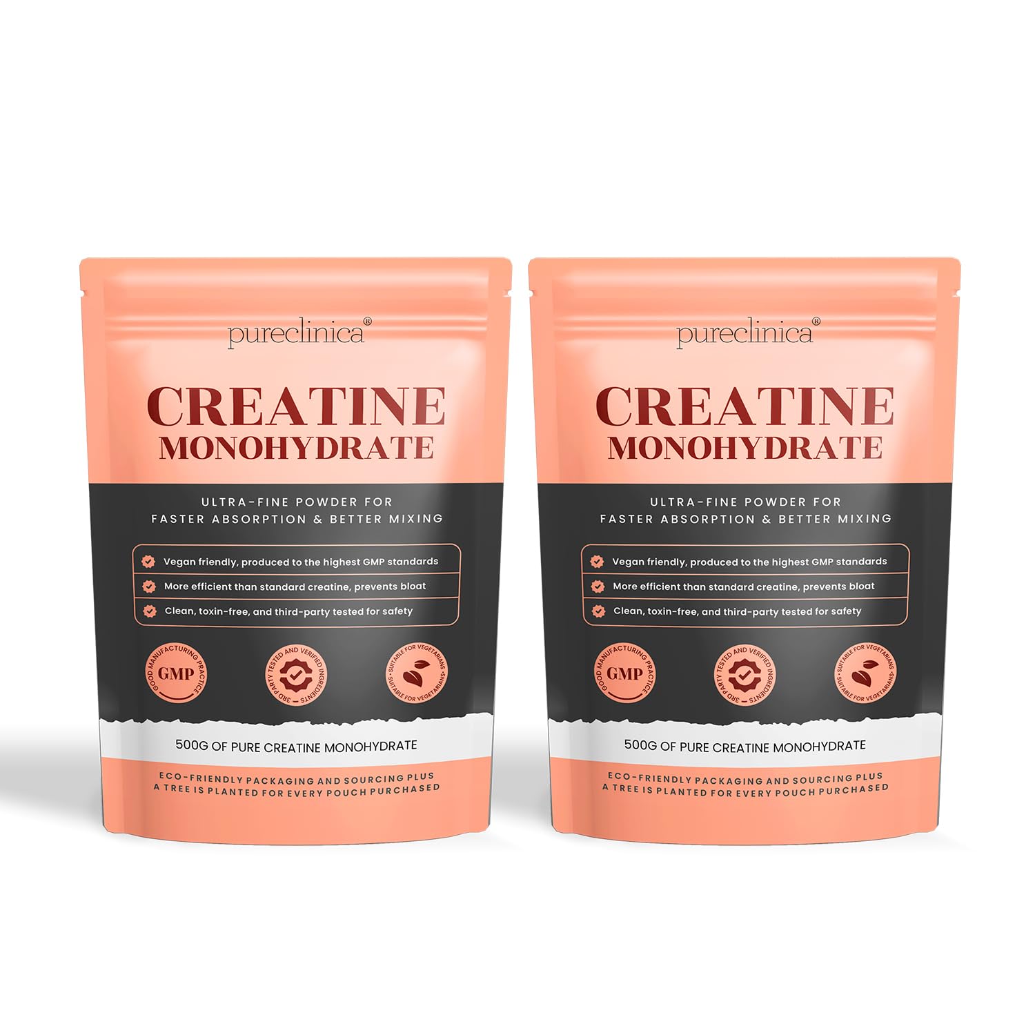 Monohidrato de creatina en polvo 1000 g (2 x 500 g) – 200 días – Ultrafino, insípido, vegano | Sin hinchazón, absorción rápida | Certificado GMP