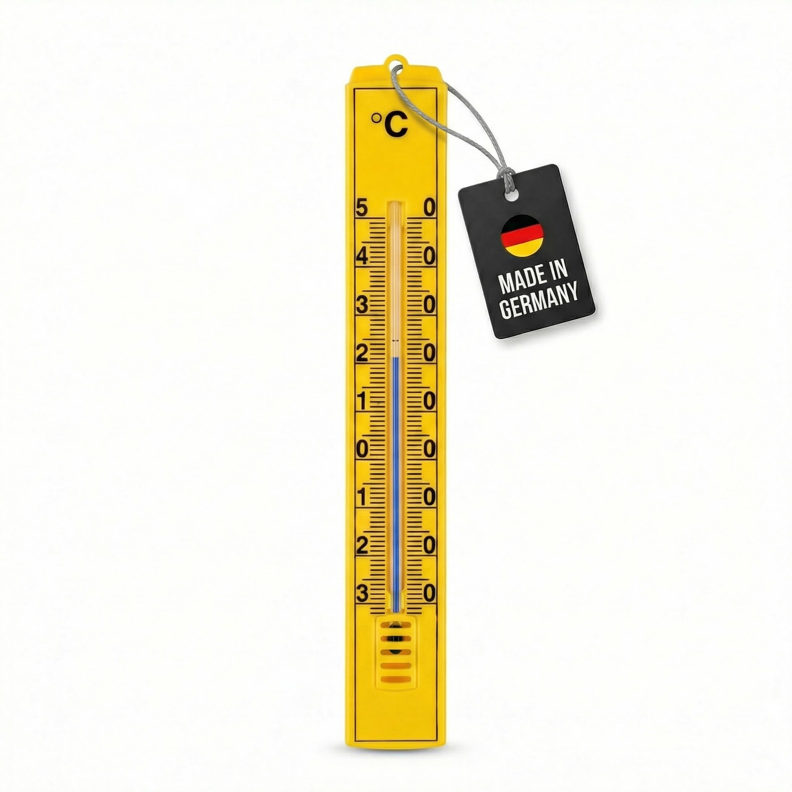 Lantelme Analog Thermometer Temperatur -30 bis +50°C | Made in Germany | Farbauswahl Weiß Blau Gelb Pink Rot Schwarz Beige oder Holz | Für Innen Außen Garten Wetterfest 17cm Kunststoff (Gelb)