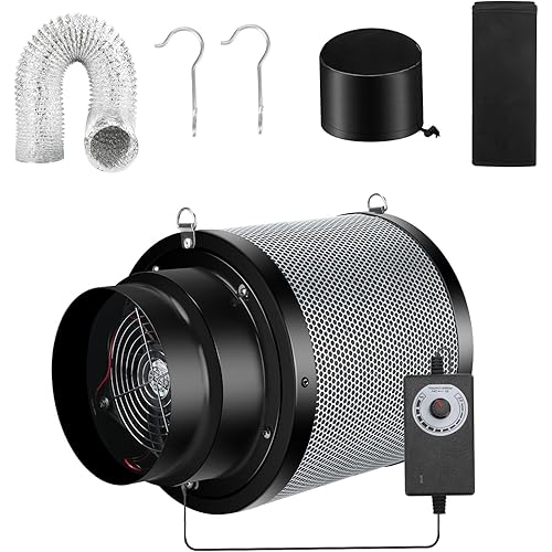 MELONFARM Air Filtration Kit 6", Built-in 14cm Fan Low Nois Carbon Filter with 12-Speed Controller, 8' Ducting, Cooling & Ventilation System for Grow Tents, Indoor Gardening, Hydroponics