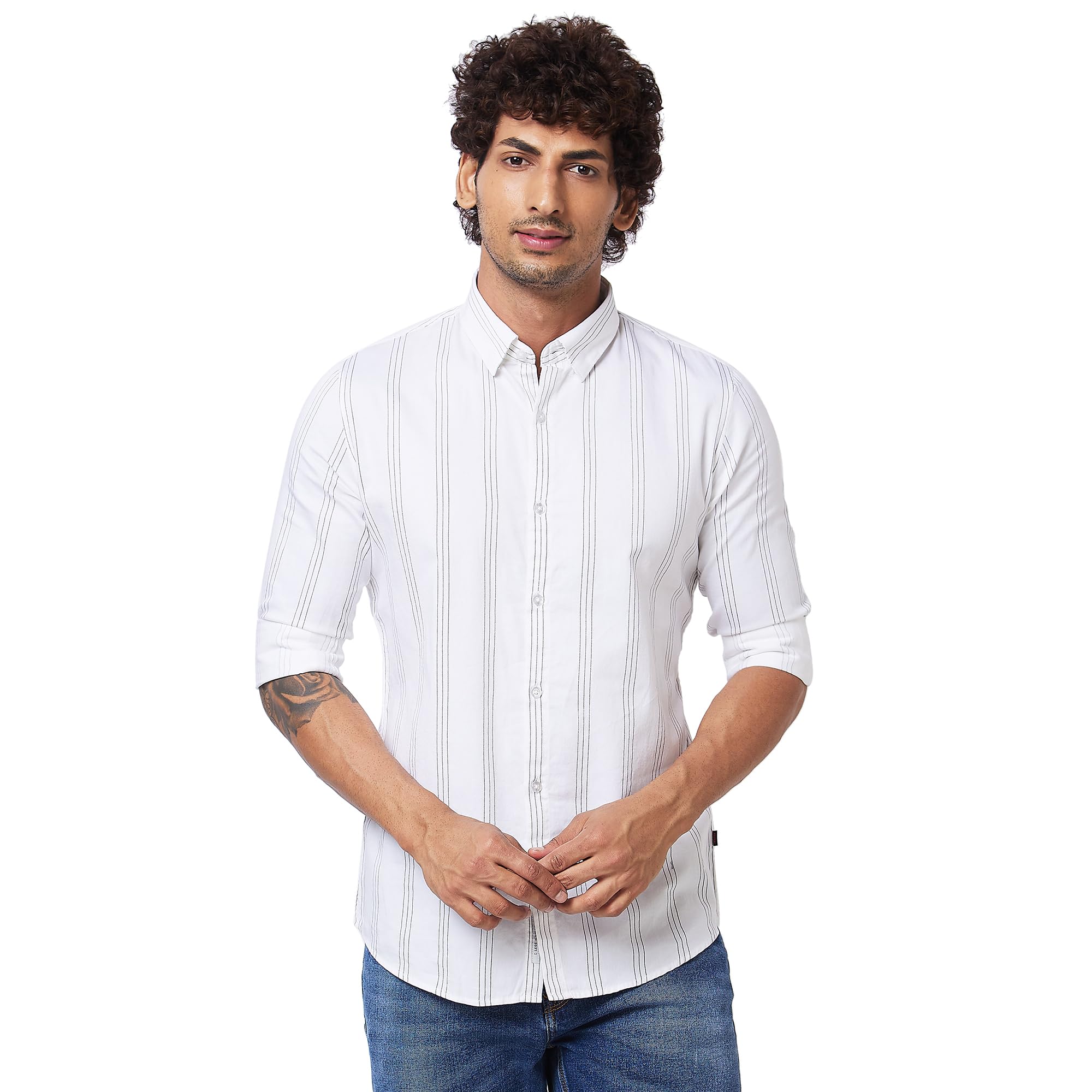 spykar Men's Regular Fit N/A Full Sleeve Striped Casual Shirts-picture-26