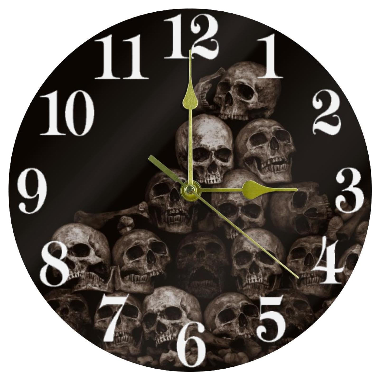 Horloge murale silencieuse crâne pour éliminer les bruits de tic-tac agaçants