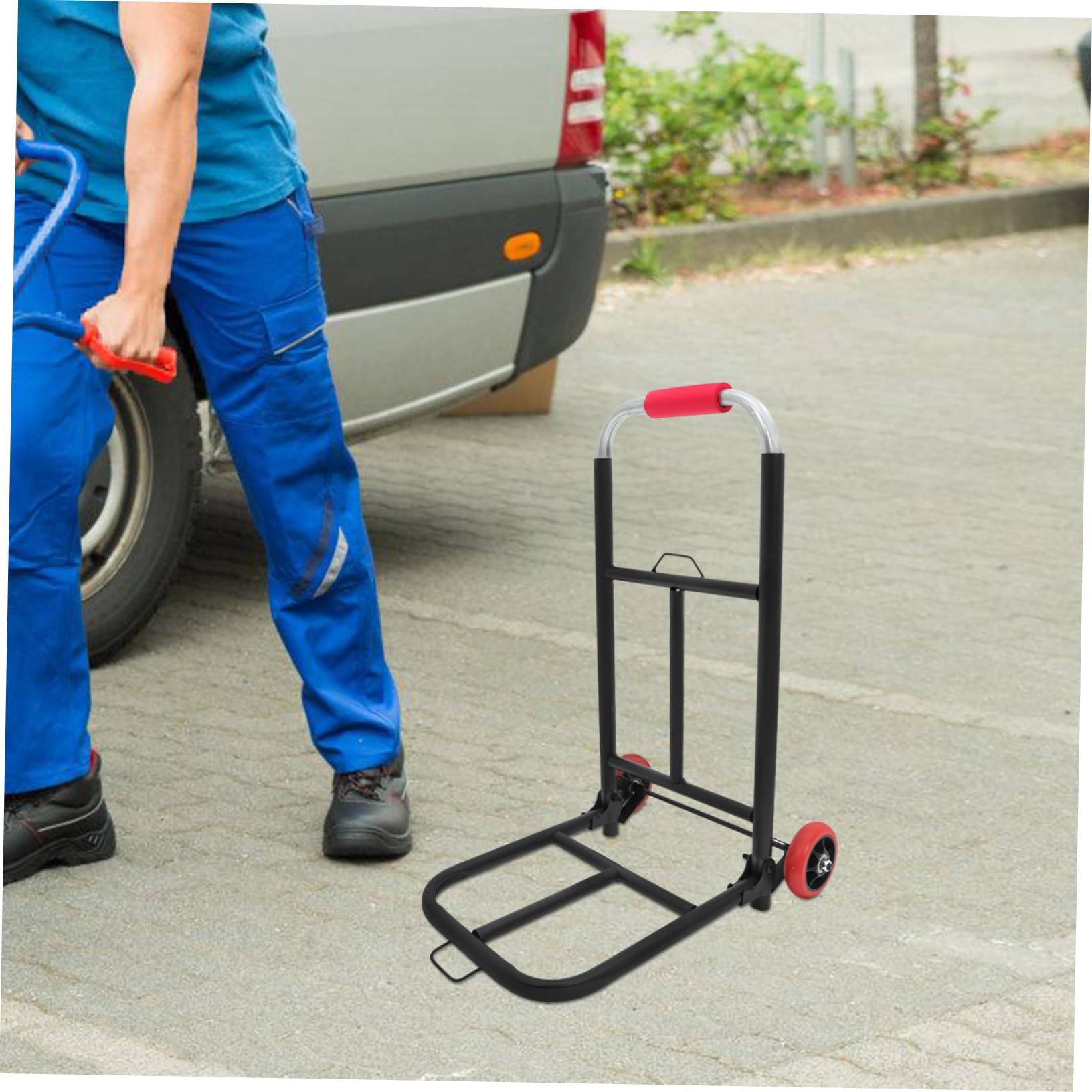 Carrello Portabagagli Pieghevole Nero in Ferro e Pu, 35kg | Manico Regolabile, Comfort Ergonomico, Uso Versatile, per Spesa e Pacchi