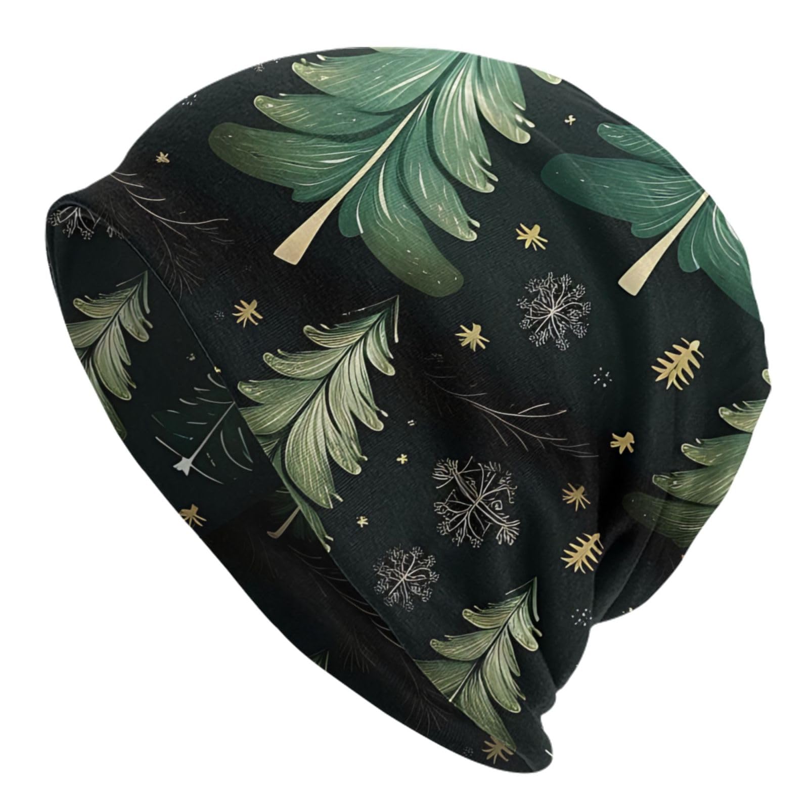 zerosevenee Unisex Xmas Tree Beanie Chemo Hat Cancer Headwear Knitted Hats Baggy Slouchy Scarf Cap Knit Hat