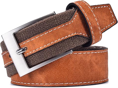 Mens Belt Mens Casual Belt Vintage Canvas Patchwork Belt Hundred Student Belt Adjustable Mens Belt Color Light Brown, Size 130cm