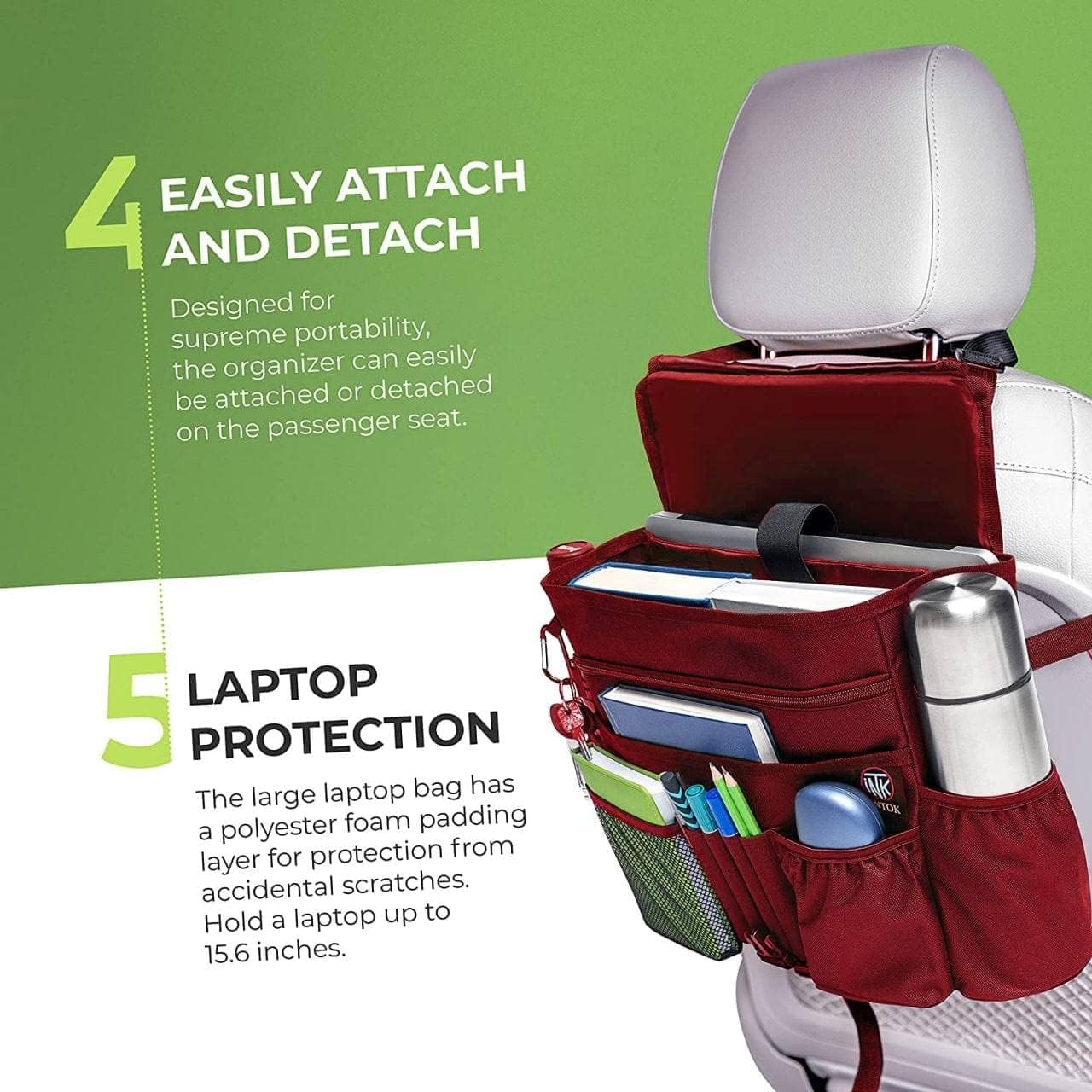 RED Car Organizer for Front Seat - Passenger Seat Organizer - Law Enforcement Seat Organizer - Police Storage Bag - Truck Cab Organizer - Mobile Office Organizer for Car - Pro Patrol Caddy for Auto