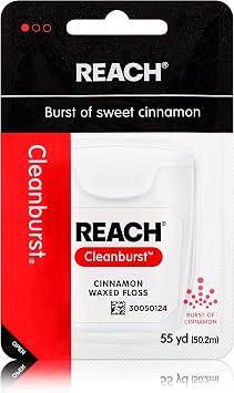 Reach Waxed Dental Floss, Cleanburst Cinnamon, 55 Yards Pack of 4