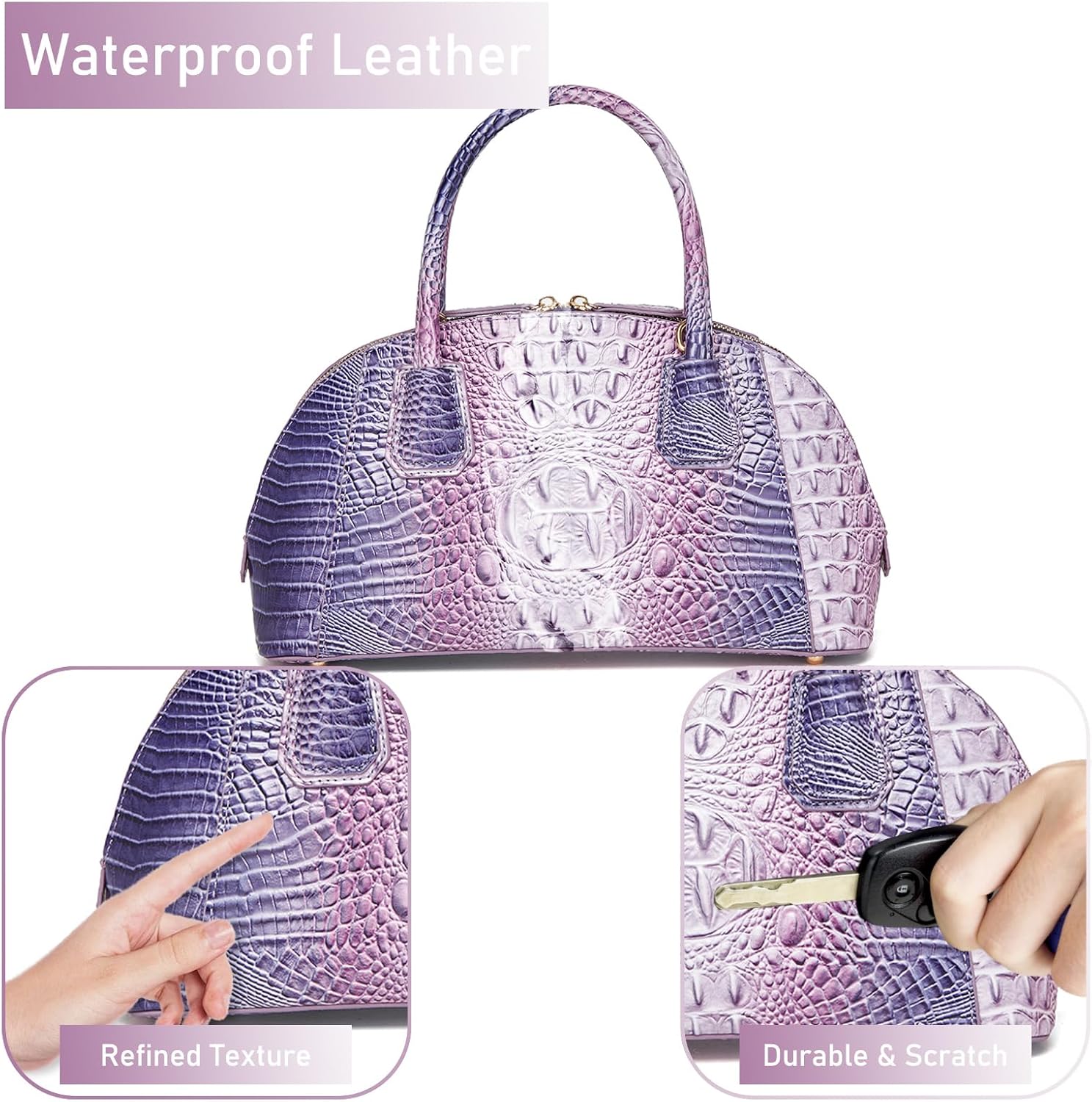 Crocodile Top-Handle Purse for Women,Trendy Vegan Leather Crossbody Bag, Large-Capacity Shoulder Tote for Daily Use