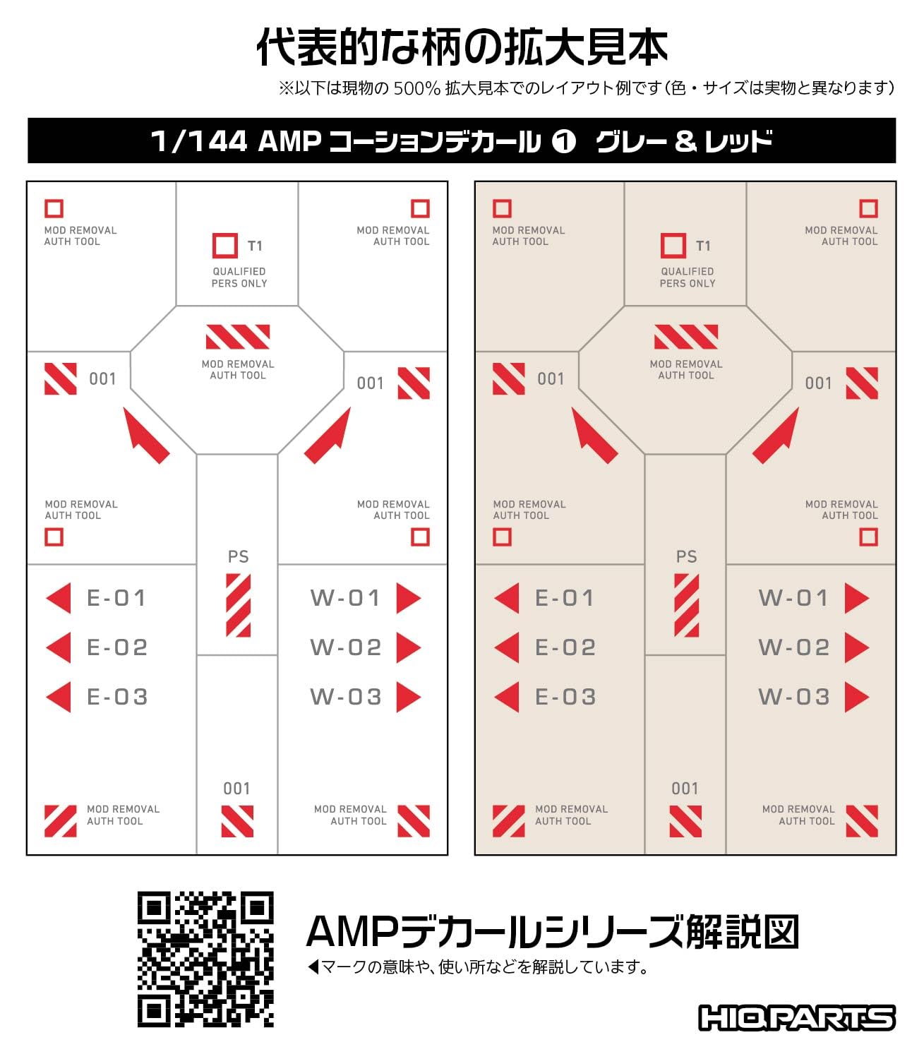 Haikyu Parts AMP01-144-GAR 1/144 AMP01 naklejka do utwardzania, szara i czerwona, opakowanie 1 plastikowych naklejek modelarskich