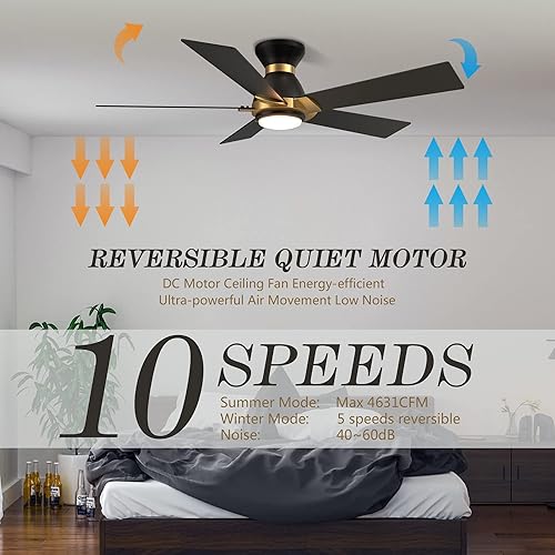 Miniatura 3 de Ventilador de techo LED inteligente Wifi en ubicación húmeda disponible, ventilador de techo inteligente de madera contrachapada de 52 pulgadas con