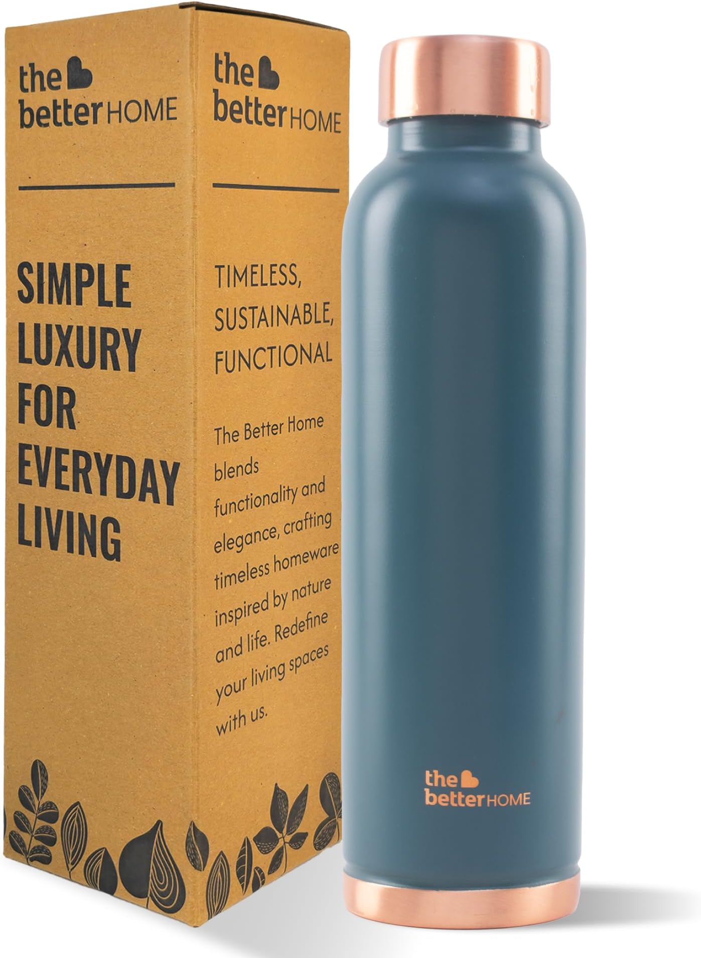 The Better Home Copper Water Bottle | Copper Water Bottle 950ml | With Anti Oxidant Properities | Provides Health Benefits | Pure Tamba | Teal
