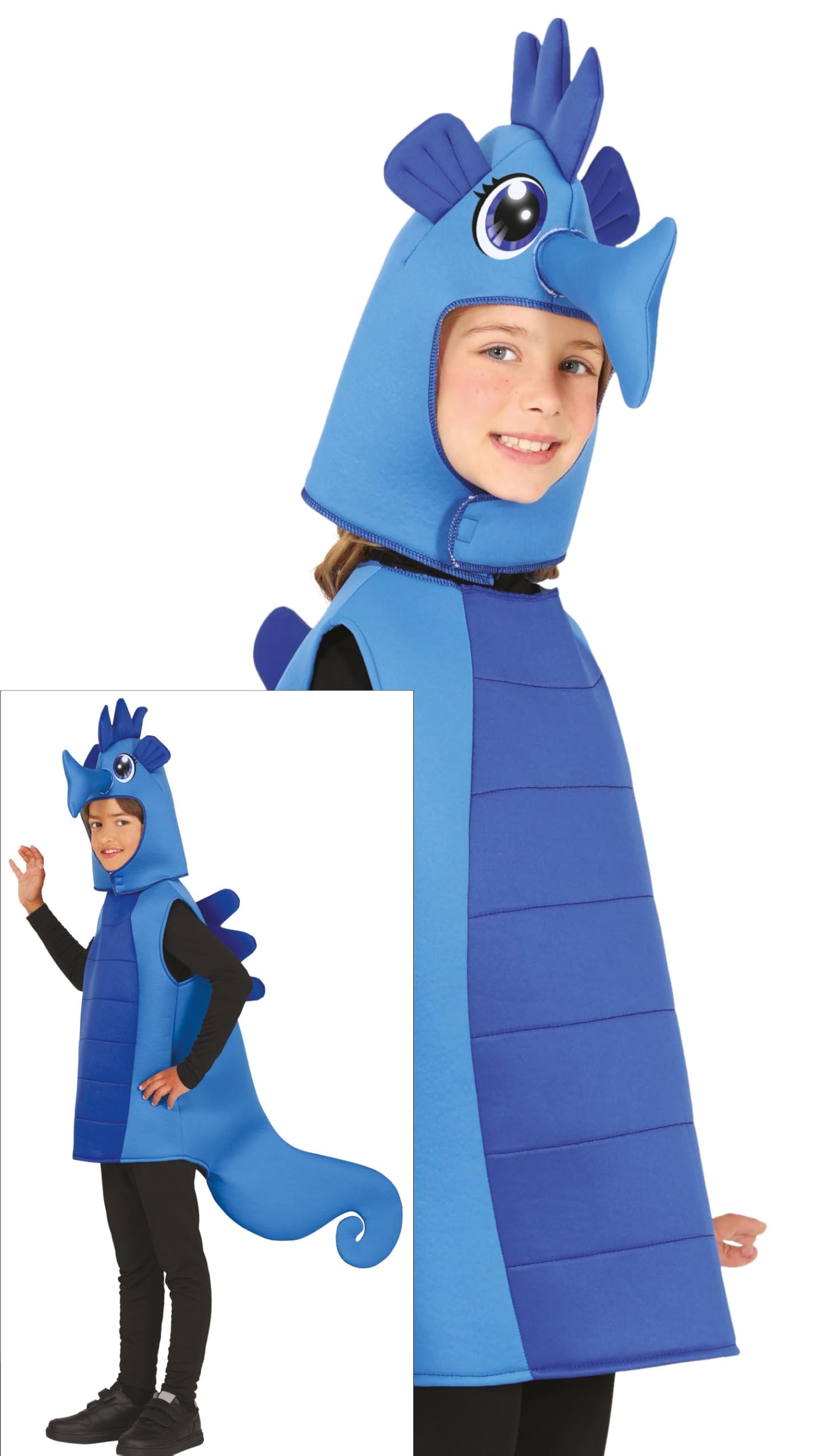 FIESTAS GUIRCA Charming Blue Seahorse Fancy Dress for Boys or Girls - Animals Kids Fancy Dress Costumes Boys & Girls - Unisex Age 5-6 Years