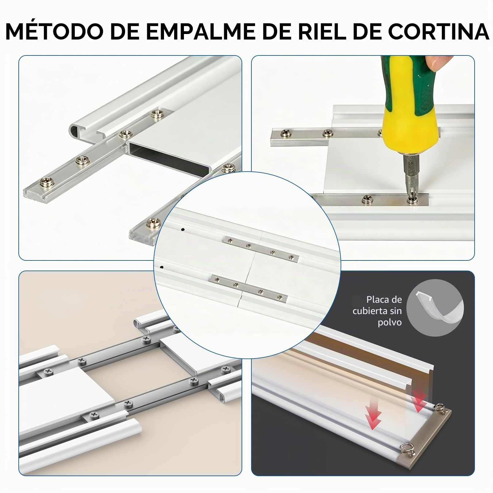 Riel de cortina de 2 vías, 4M, silencioso, de doble fila, de aleación de aluminio, riel de cortina silencioso de doble fila, riel de techo divisor de espacio para sala de estar, dormitorio