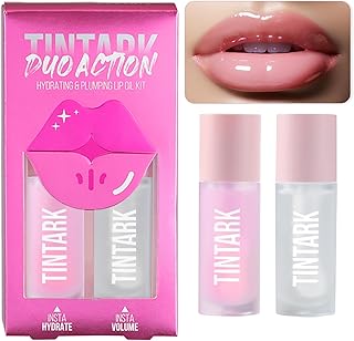 TINTARK Professional Lip Plumper Set, Instant Plump, Moisturizer & Softer Lips, Double Fix for Lip: Hydrate & Volumize, DUO-ACTION Lip Gloss Plumping, Hydrating Lip Oil Reduces Lip Lines for a Fuller