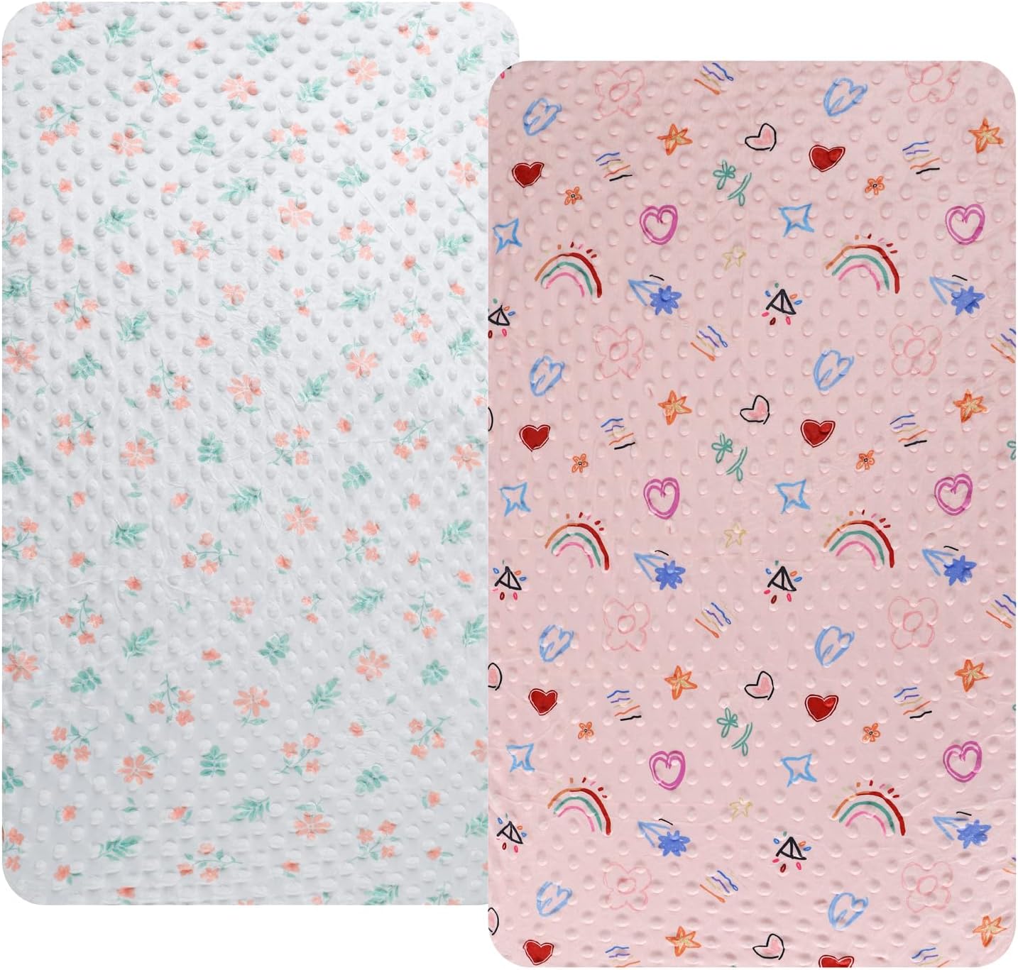 ドット バシネットシーツセット 2パック ストレッチ フィット 88.9 cmx53.3 cm ベッドサイド バシネットシーツ、ウル