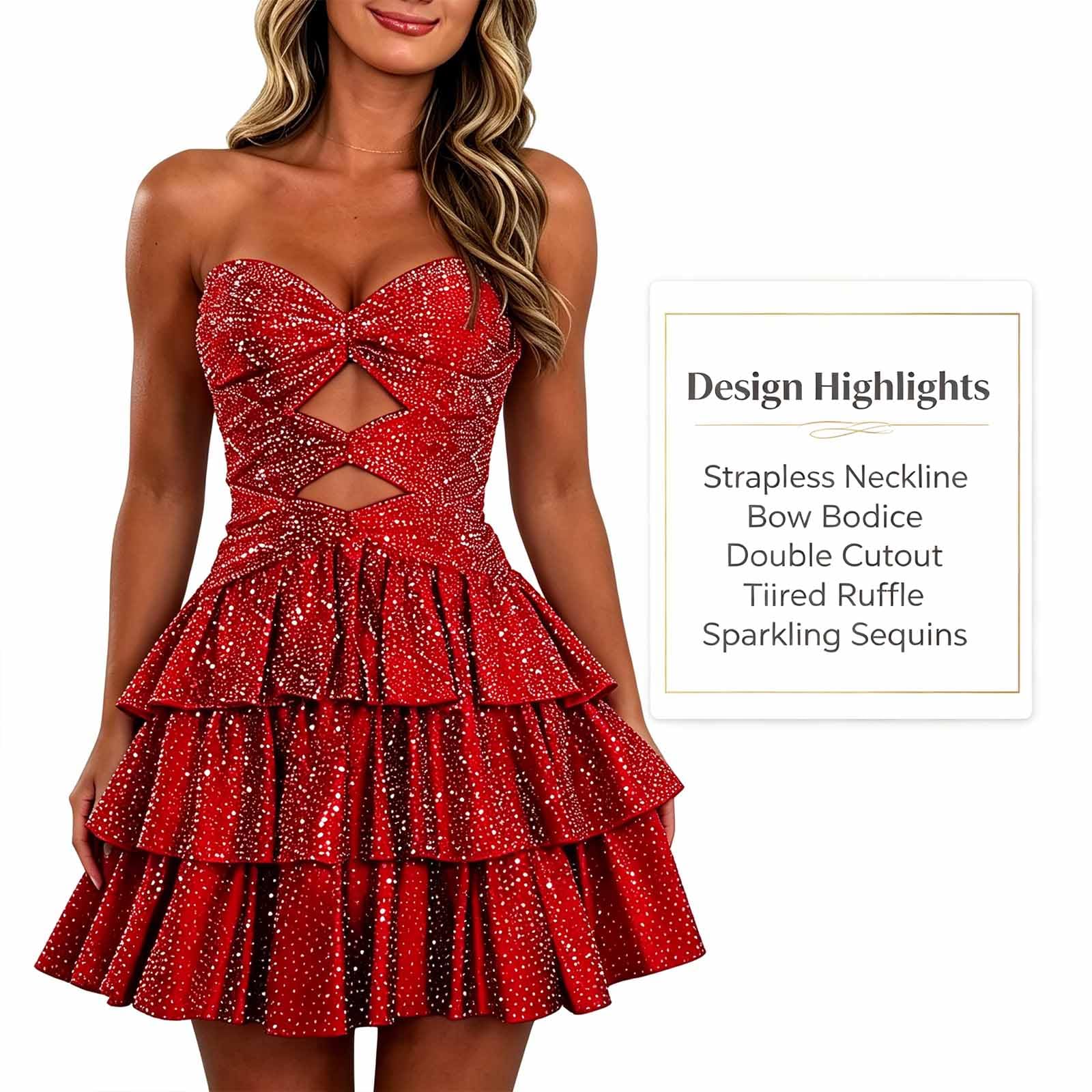 Vestito Breve Serata Glitter Satinato Scollatura Croce Taglio