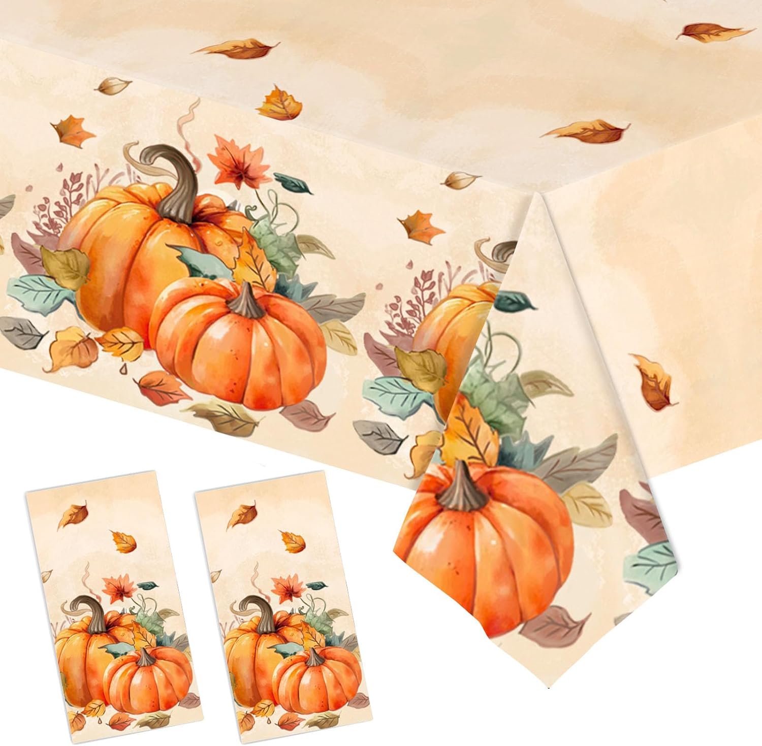 RCFFDL Thanksgiving Tablecloth, 2 Pack Plastic Table Covers