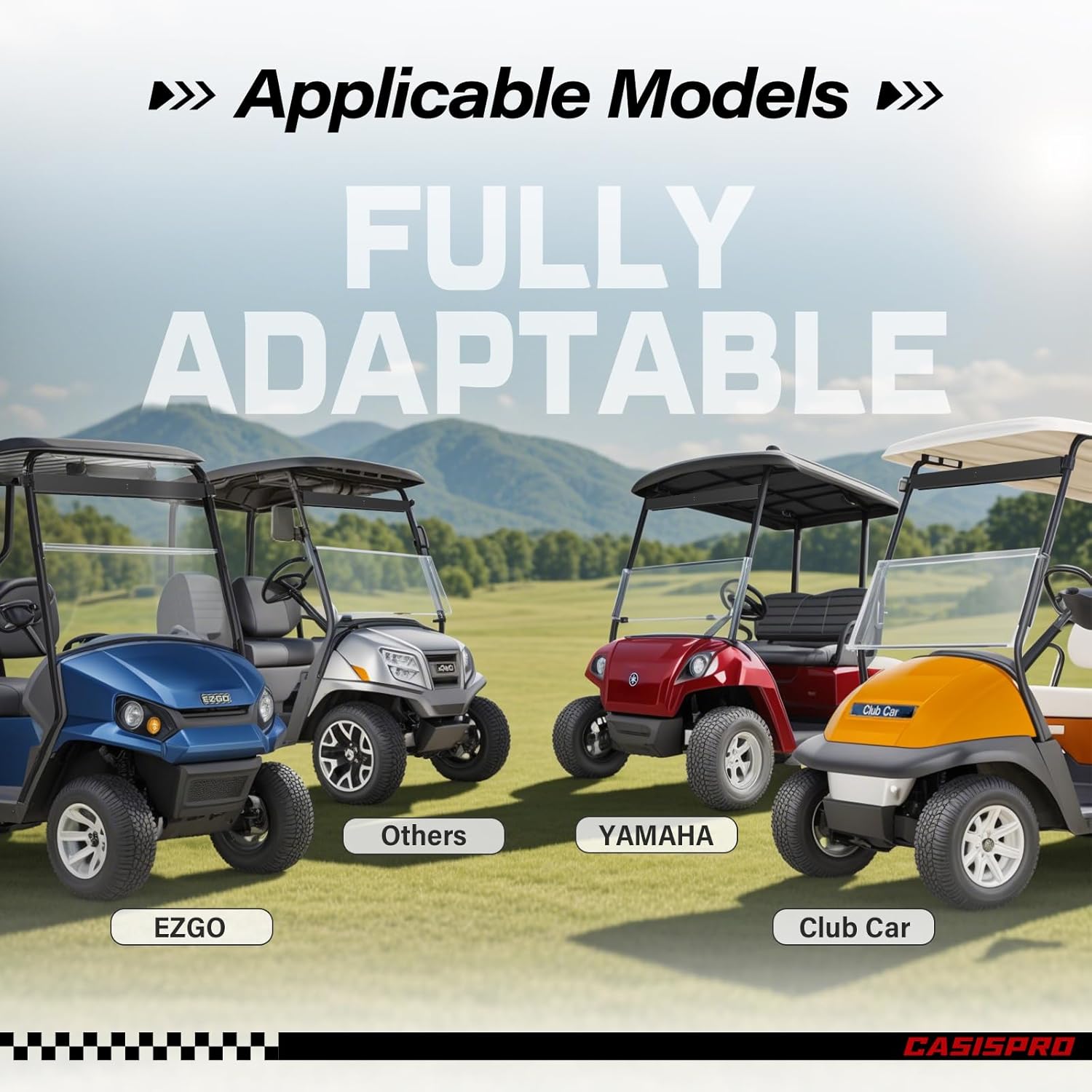 Universal Golf Cart 4 Panel Rear View Mirror for EZGO Yamaha Club Car, Wide Angle Golf Cart Mirrors, No Blind Spots - Image 3