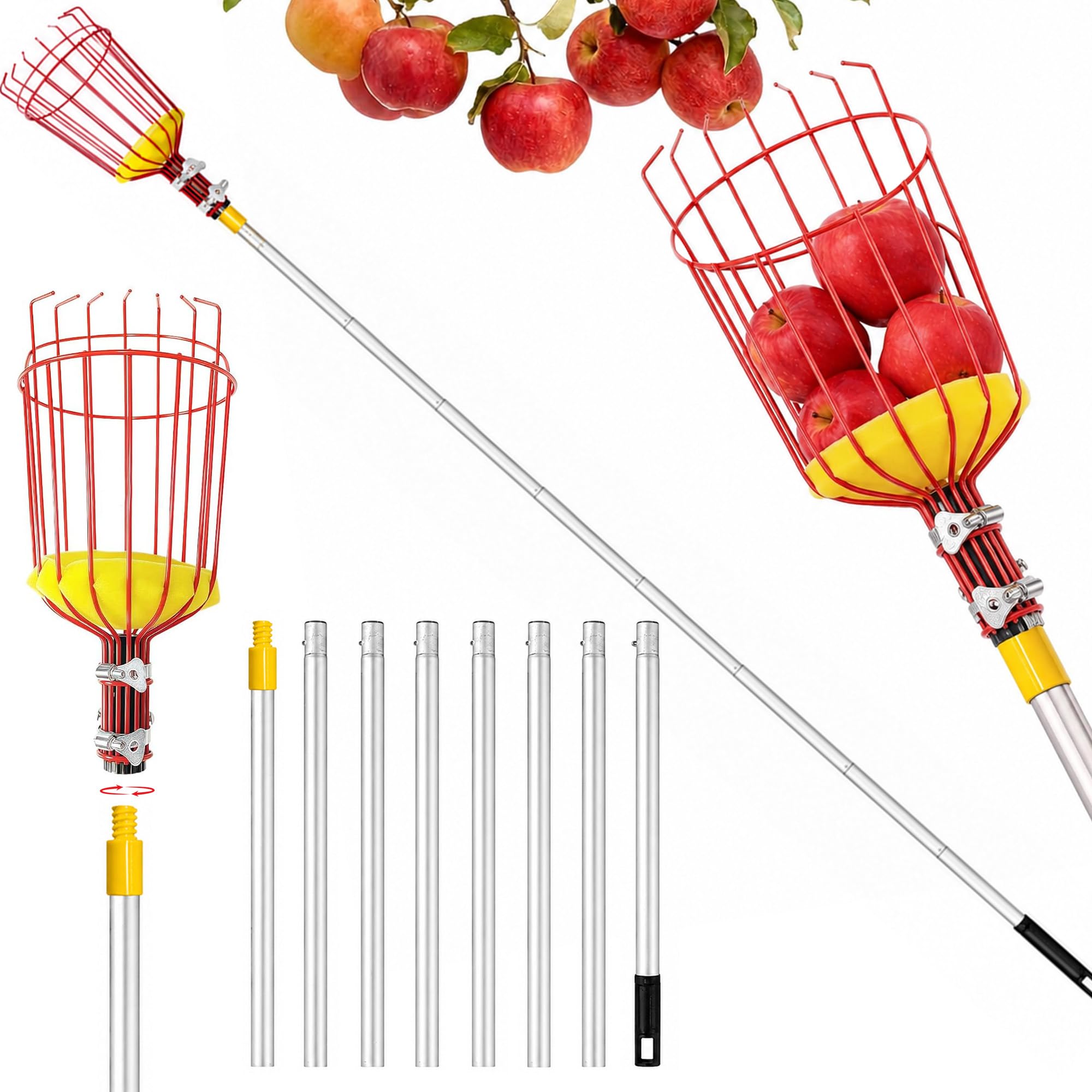 Fruit Picker Tool with Basket, 3.3M Telescopic Apple Picker