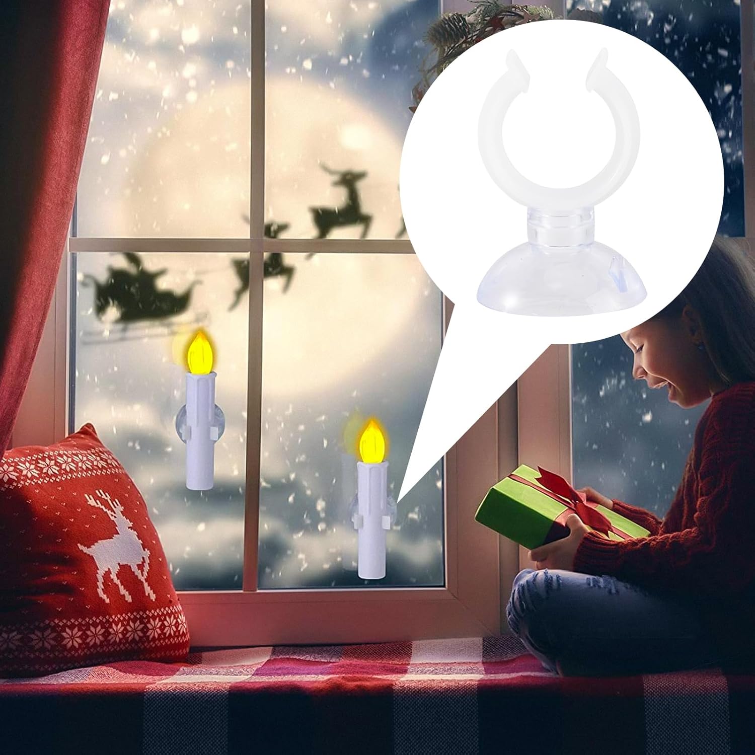 minkissy 6pcs Christmas Candles Holders - Candles Holders with Suction Cups Home Decoration Window Candle Holder for Christmas Celebration Candles (20mm)