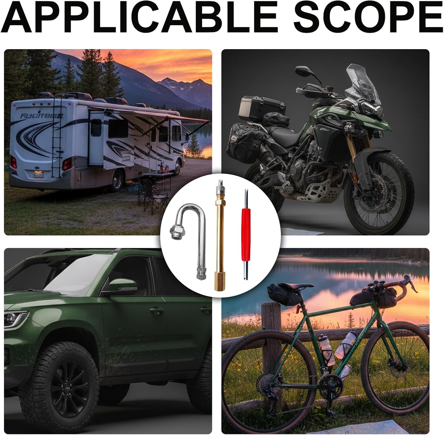 ZILAMGOO 5PCS Dually Valve Stem Extenders, Heavey Duty, Straight Metal Dual Wheel Valve Stem Extensions for Truck Tires, RV Tires, Motorhome, Coach, Pickup, Motorcycle, Bike, Trailers