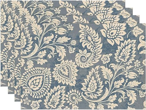 Placemats Set of 4 Boho Paisley Floral Ikat Place Mats Washable Table Dinner Mat