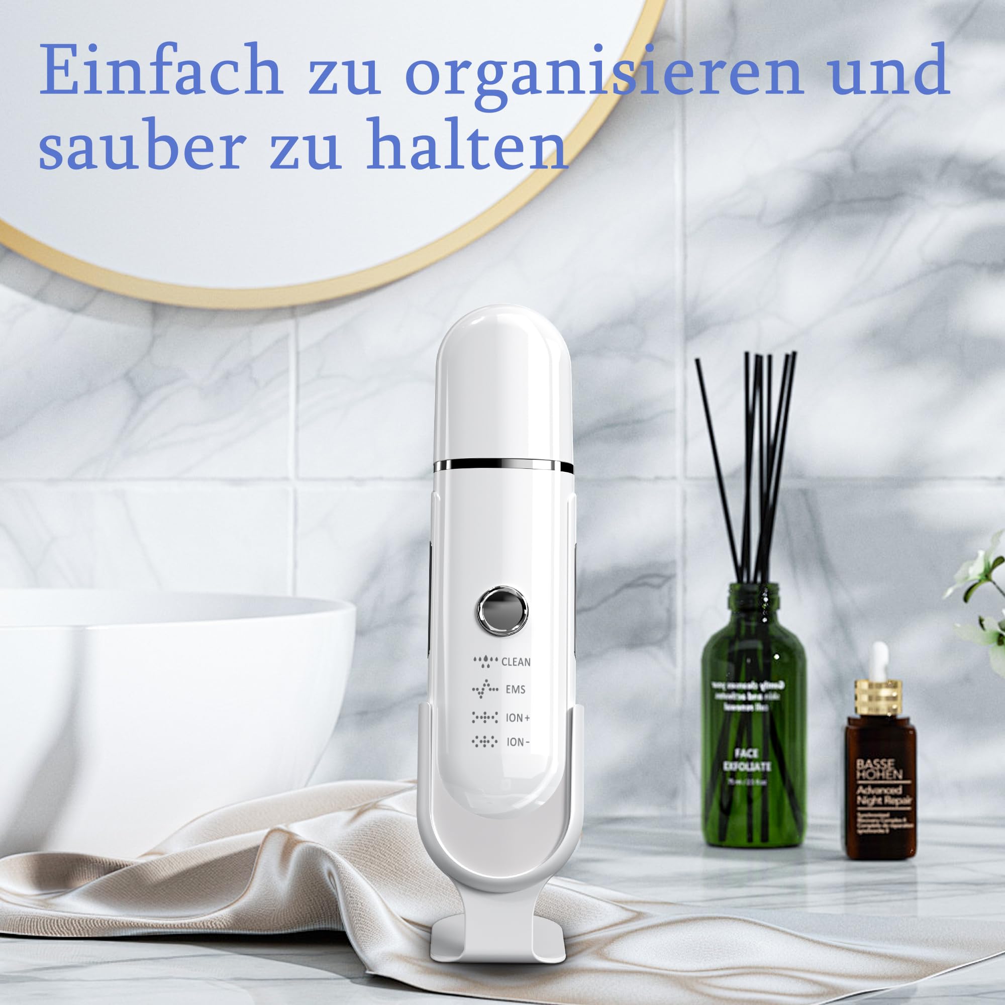 Skin Scrubber Ultraschall, Yeerain Porenreiniger Gesicht mit 4 Modi und Rotlicht Blaulicht, Mitesserentferner Ultraschallgerät für Gesichtsreinigung Gerät