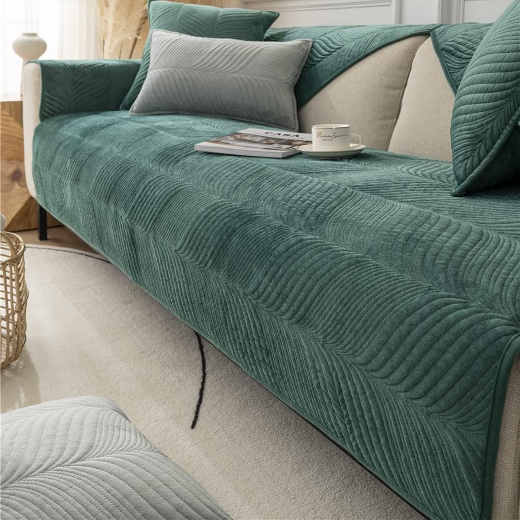 Couch Covers Sectional Sofa Cover L Shape 3 2 4 1 Seater Pure Color Velvet Couch Cover Nordic Modern Sofa Slipcover Quilted Non-Slip Furniture Protector (Color : #5, Size : 90x160cm1pc)