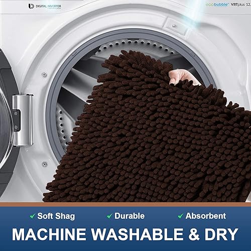 Miniatura 7 de smiry Alfombra de baño de felpilla de lujo de 16 x 24 pulgadas y en forma de U de 20 x 20 pulgadas, extra suave y absorbente, lavable a máquina,