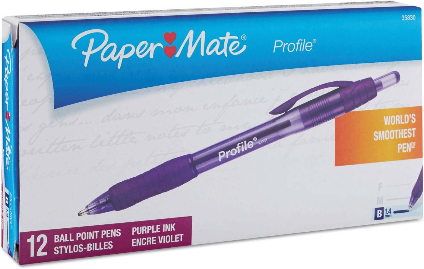 Paper Mate 35830 Profile Ballpoint Retractable Pen, Purple Ink, Bold, Dozen