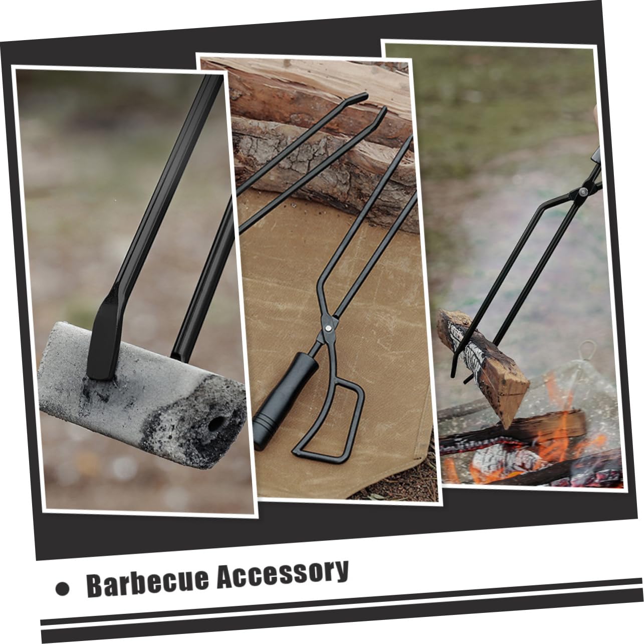 Abaodam Pinza Per Ferro Lunga Pinza Per Legna Da Barbecue Forniture Per Campeggio Attizzatoio Portatile