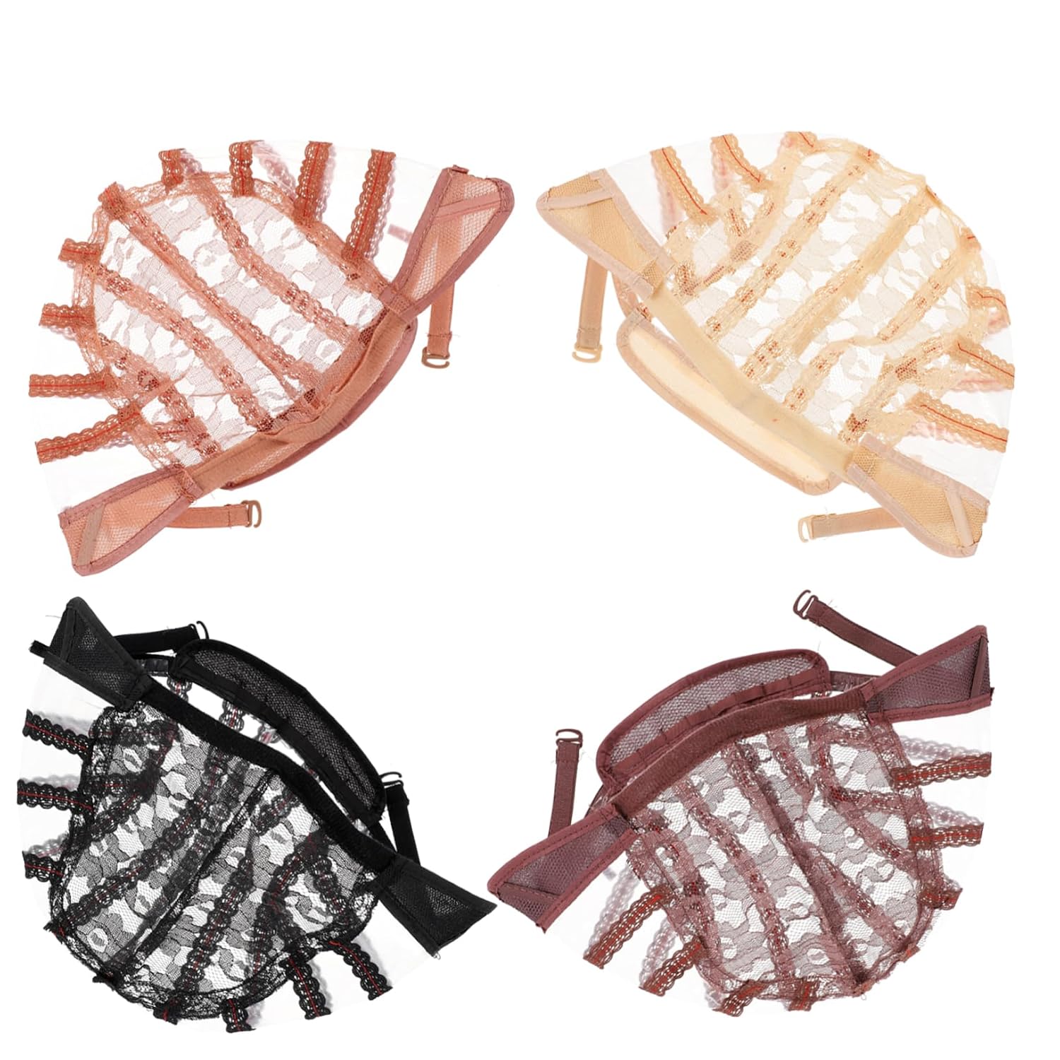 MERRYHAPY 4pcs Practical Wig Mesh Cap Breathable Wig Hat Fits Many Elastic Lace Cap Comfortable Sleep